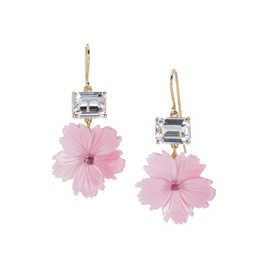 Nicole Landaw Morganite and Mother of Pearl Flower Earrings | Quadrum Gallery