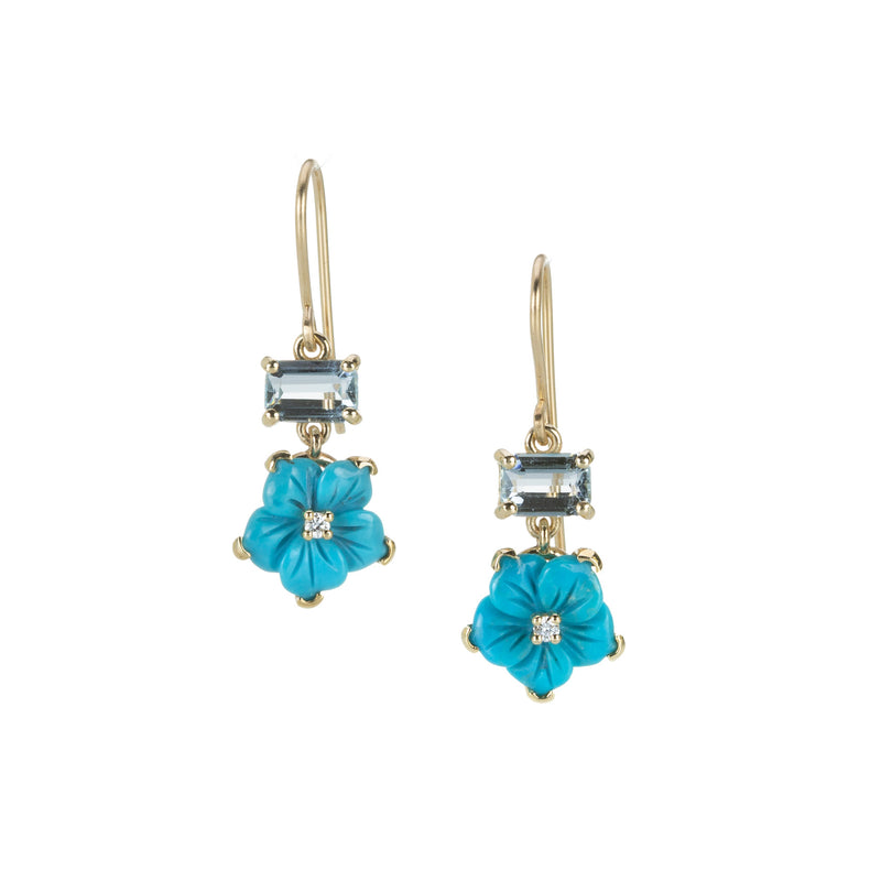 Nicole Landaw Turquoise Flower Earrings with Aquamarine | Quadrum Gallery