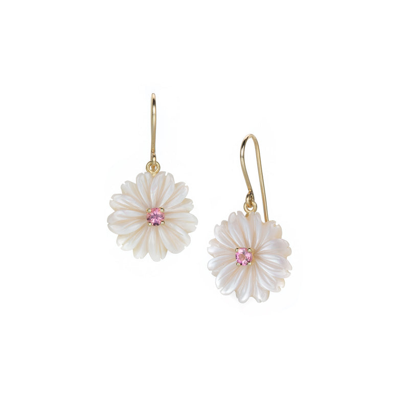 Nicole Landaw Pink Mother of Pearl Flower Earrings | Quadrum Gallery