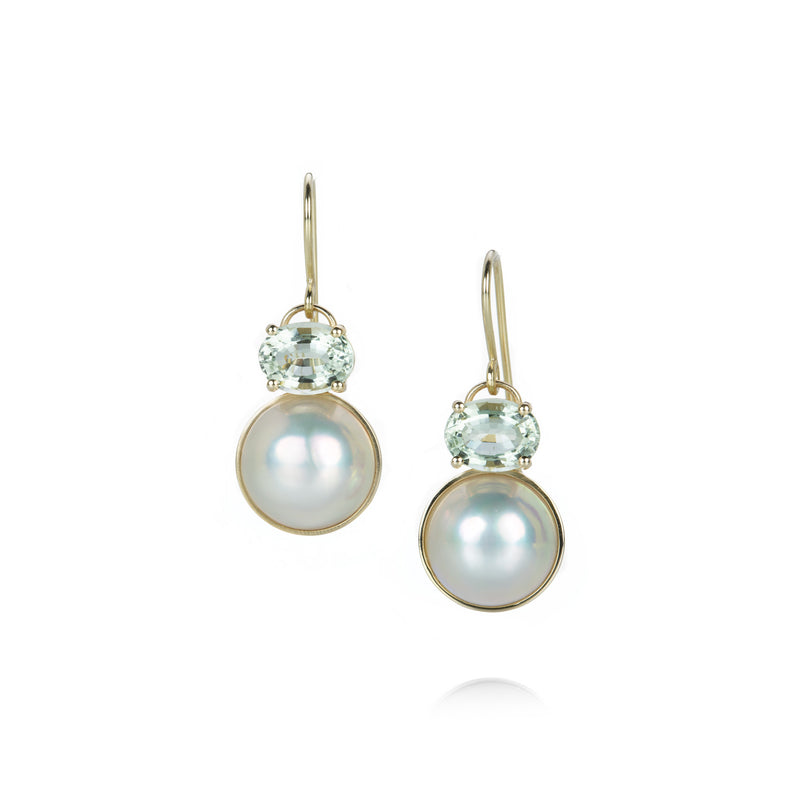 Nicole Landaw Mabe Pearl and Green Beryl Drop Earrings | Quadrum Gallery
