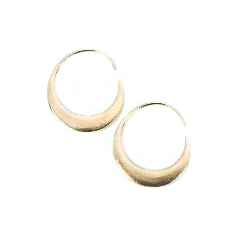 Nicole Landaw 14k Yellow Gold Mini Crescent Hoop Earrings | Quadrum Gallery