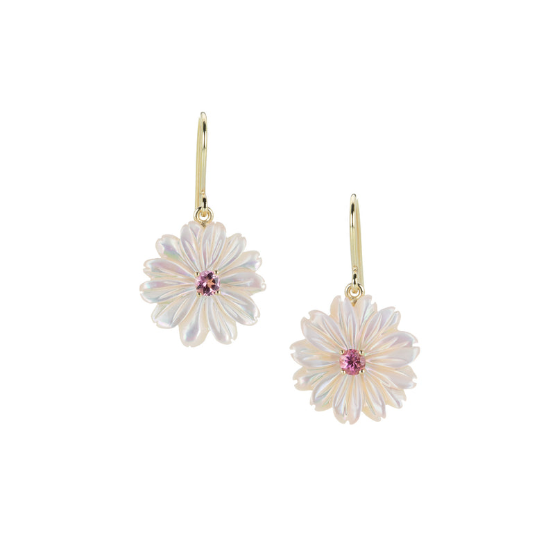 Nicole Landaw Pink Mother of Pearl Flower Drop Earrings | Quadrum Gallery