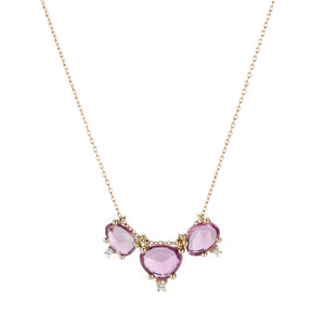 Nicole Landaw Three Stone Purple Mauve Sapphire Story Necklace | Quadrum Gallery