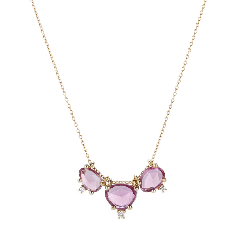 Nicole Landaw Three Stone Purple Mauve Sapphire Story Necklace | Quadrum Gallery