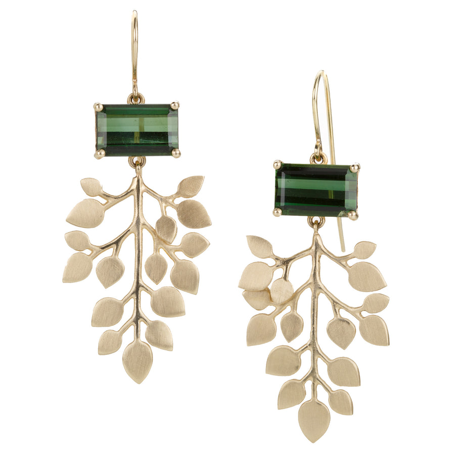Nicole Landaw Sage Green Tourmaline Vine Earrings | Quadrum Gallery