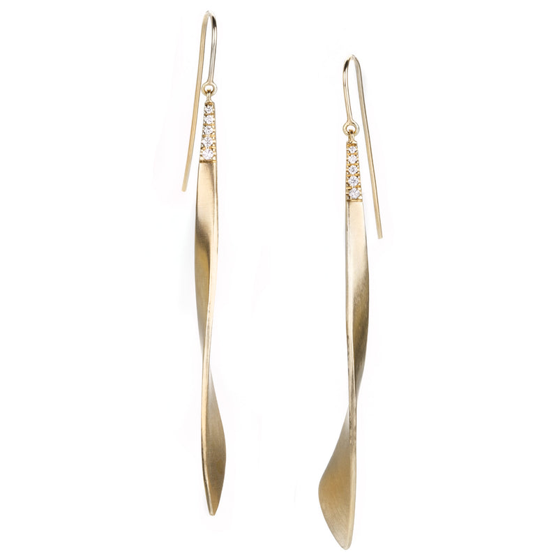 Nicole Landaw Twist Sail Diamond Drop Earrings | Quadrum Gallery