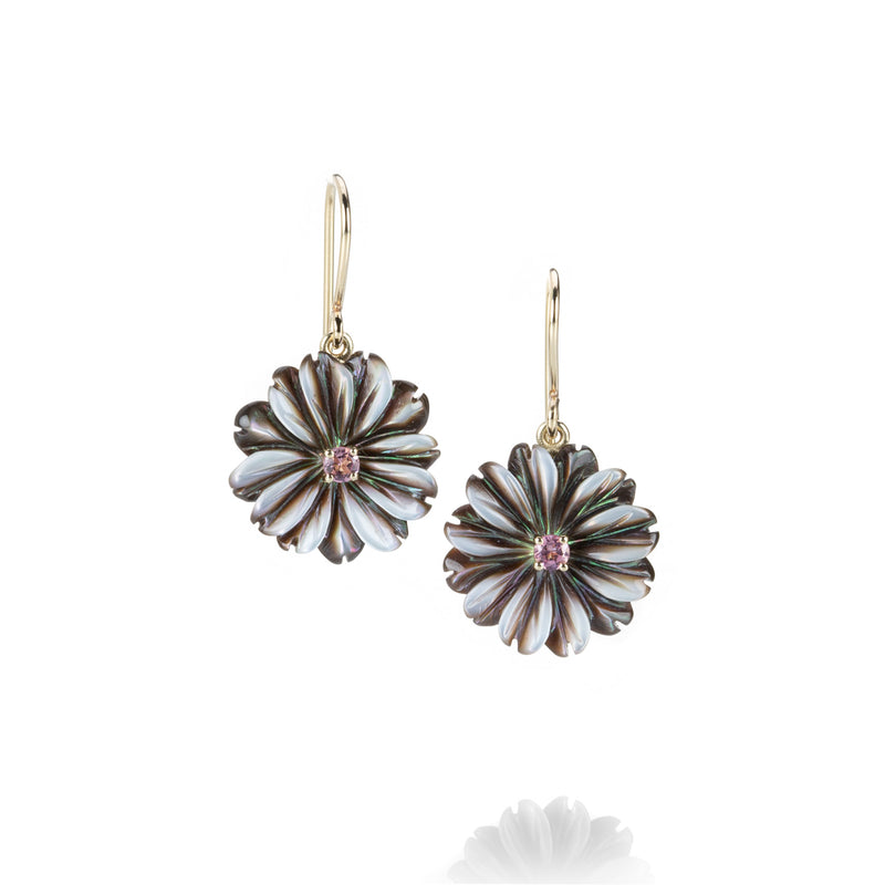Nicole Landaw Pink Tourmaline Mother of Pearl Flower Earrings | Quadrum Gallery