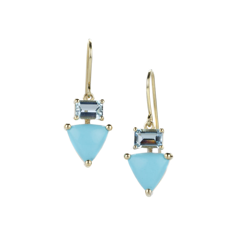 Nicole Landaw Triangle Turquoise and Aquamarine Drop Earrings | Quadrum Gallery