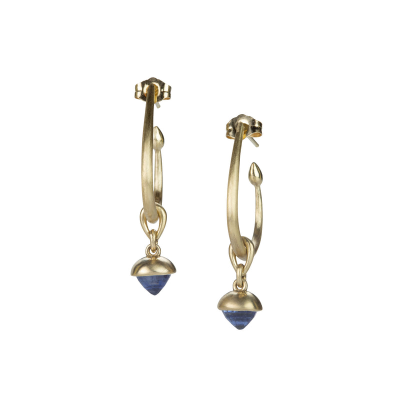 Nicole Landaw Hoop Earrings with Blue Sapphire Acorn Drops | Quadrum Gallery