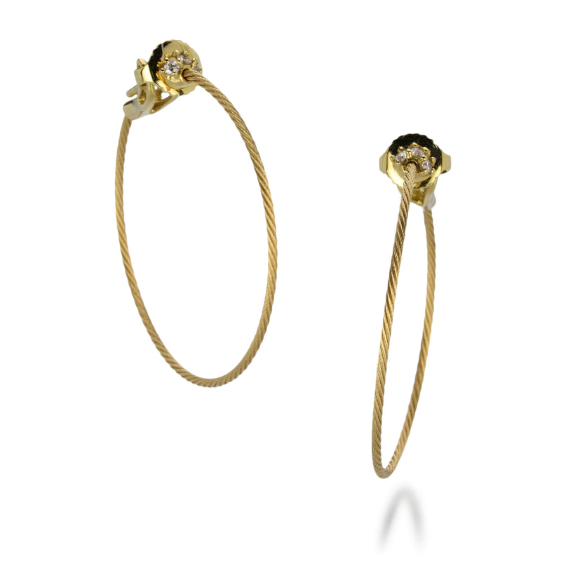Paul Morelli Gold Wire Hoops with Diamonds | Quadrum Gallery