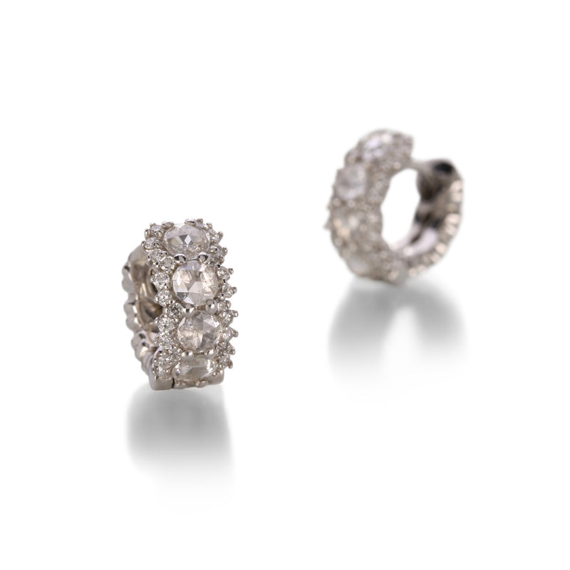 Paul Morelli Small White Gold Rose Cut Diamond Huggies | Quadrum Gallery