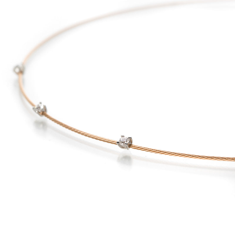 Paul Morelli 18k Rose Gold Wire Necklace with Diamonds | Quadrum Gallery
