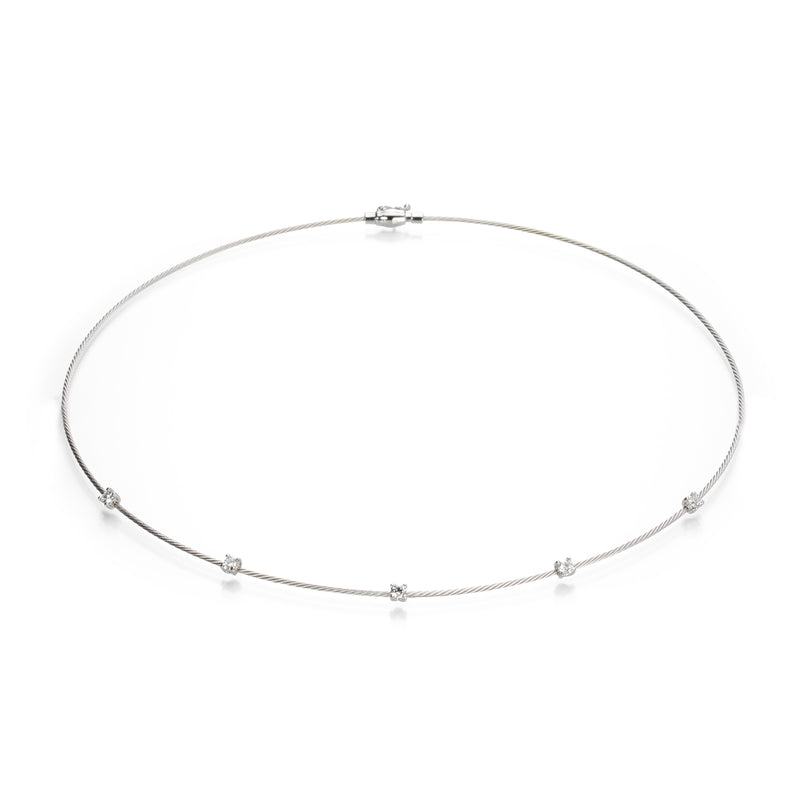 Paul Morelli 18k White Gold 1.2mm Wire Necklace with Diamonds | Quadrum Gallery