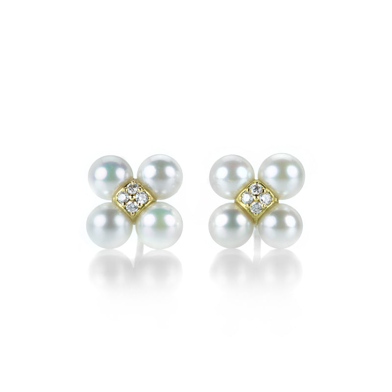 Paul Morelli Sequence Pearl and Diamond Stud Earrings | Quadrum Gallery