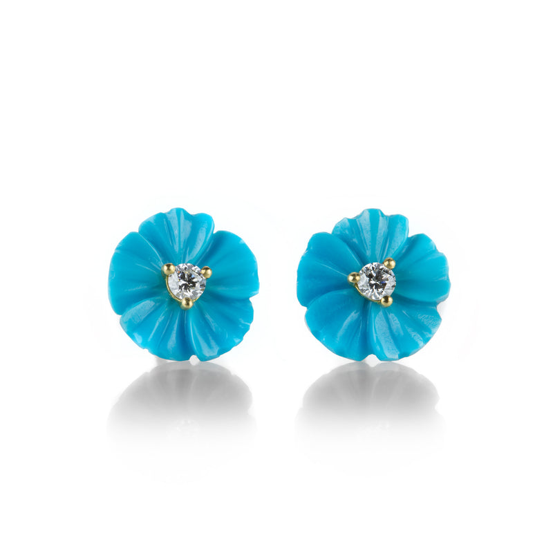 Paul Morelli Turquoise Flower Stud Earrings with Diamonds | Quadrum Gallery