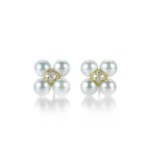 Paul Morelli 5mm Sequence Pearl and Diamond Stud Earrings | Quadrum Gallery