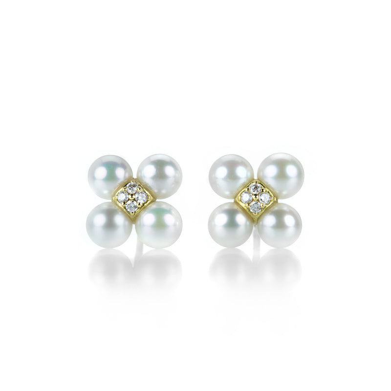 Paul Morelli 5mm Sequence Pearl and Diamond Stud Earrings | Quadrum Gallery