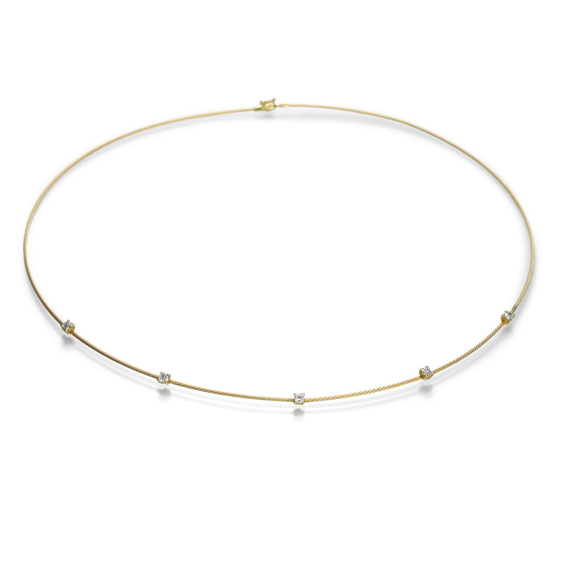 Paul Morelli 18k Yellow Gold Wire Necklace with Diamonds | Quadrum Gallery