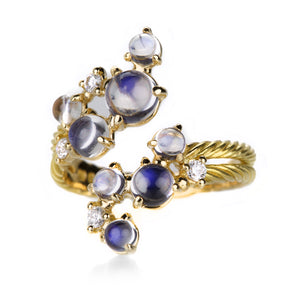 Paul Morelli Yellow Gold and Moonstone Bubble Bypass Ring | Quadrum Gallery