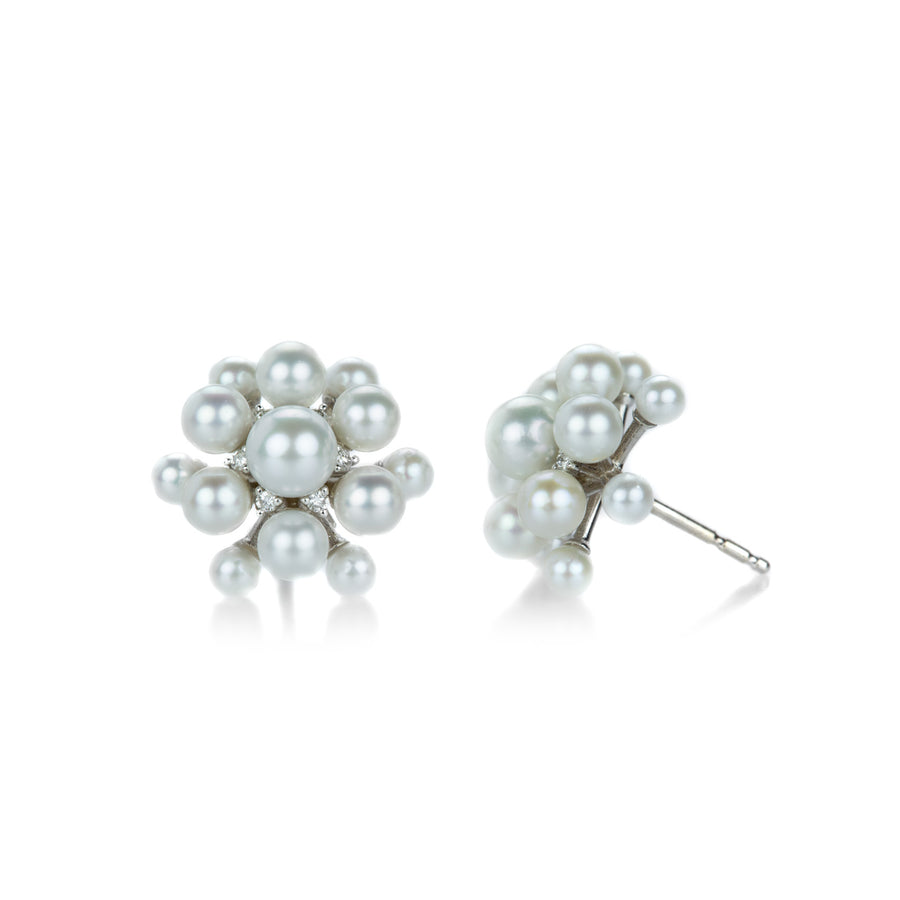 Paul Morelli Pearl and Diamond White Gold Orbit Studs | Quadrum Gallery