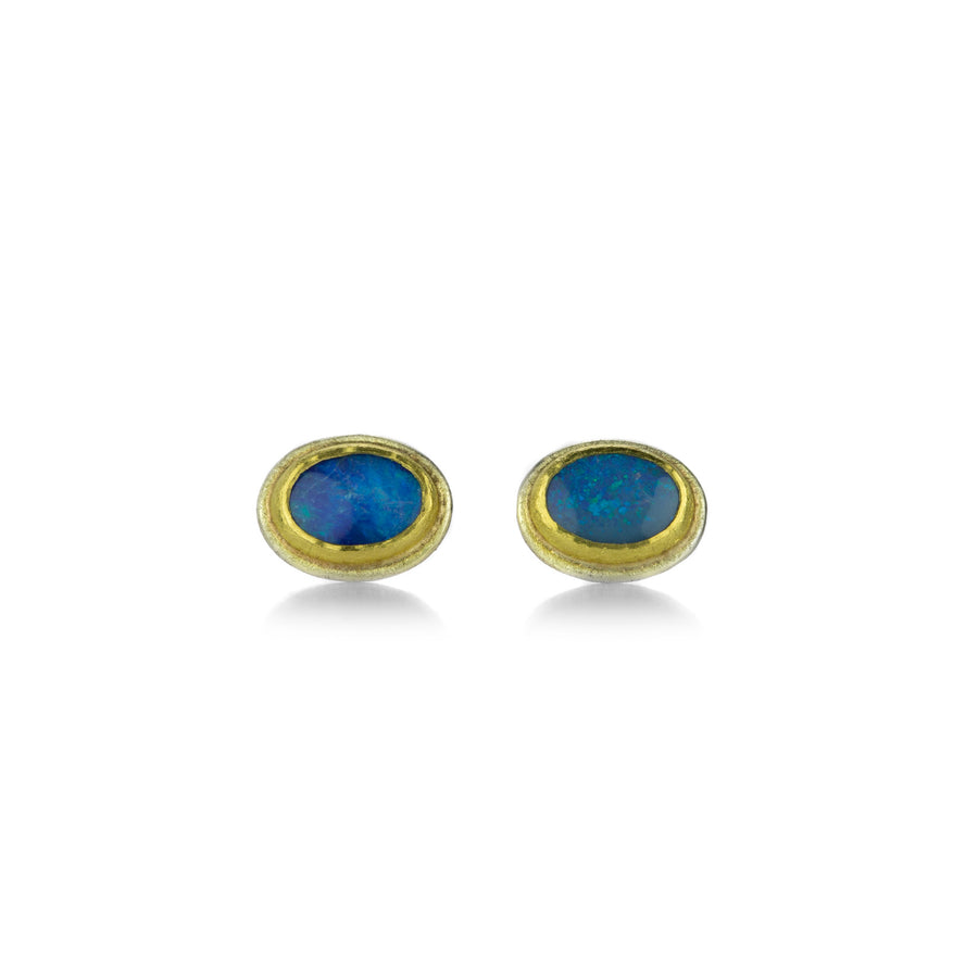 Petra Class Oval Australian Opal Doublet Studs | Quadrum Gallery