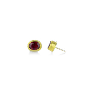 Petra Class Oval Red Ruby Studs | Quadrum Gallery