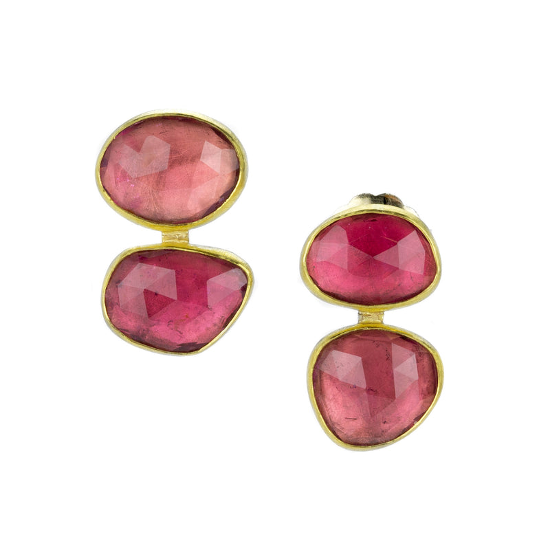 Petra Class Rose Cut Red Tourmaline Stacked Earrings | Quadrum Gallery