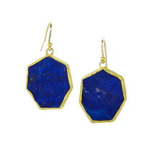 Petra Class Large Rough Cut Lapis Polygon Earrings | Quadrum Gallery