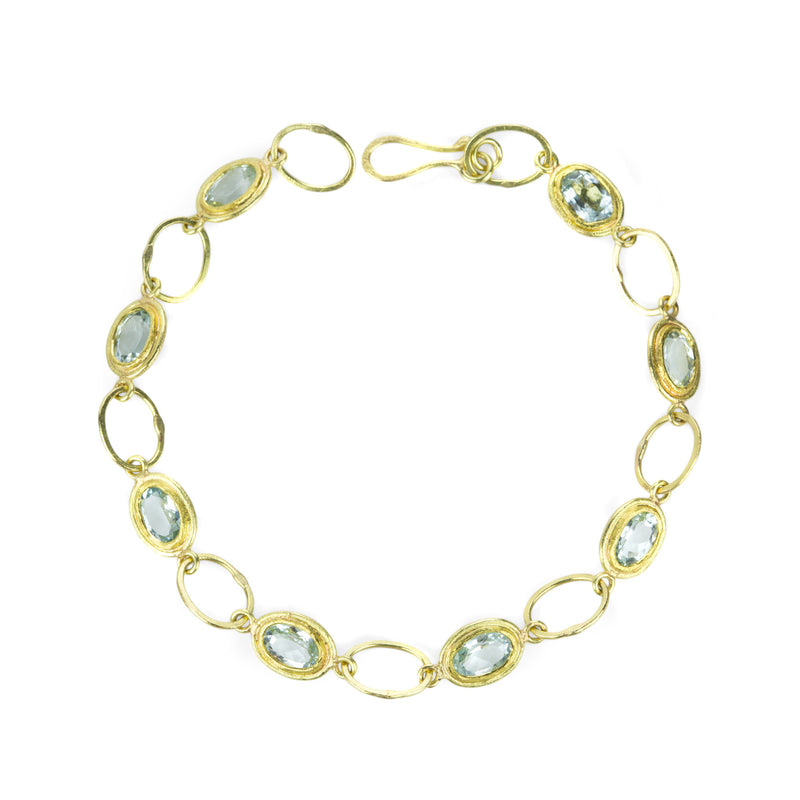 Petra Class Bezel Set Aquamarine Oval Link Bracelet | Quadrum Gallery