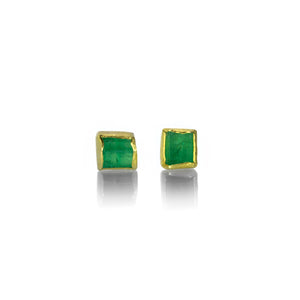 Petra Class Rough Cut Rectangular Emerald Studs | Quadrum Gallery