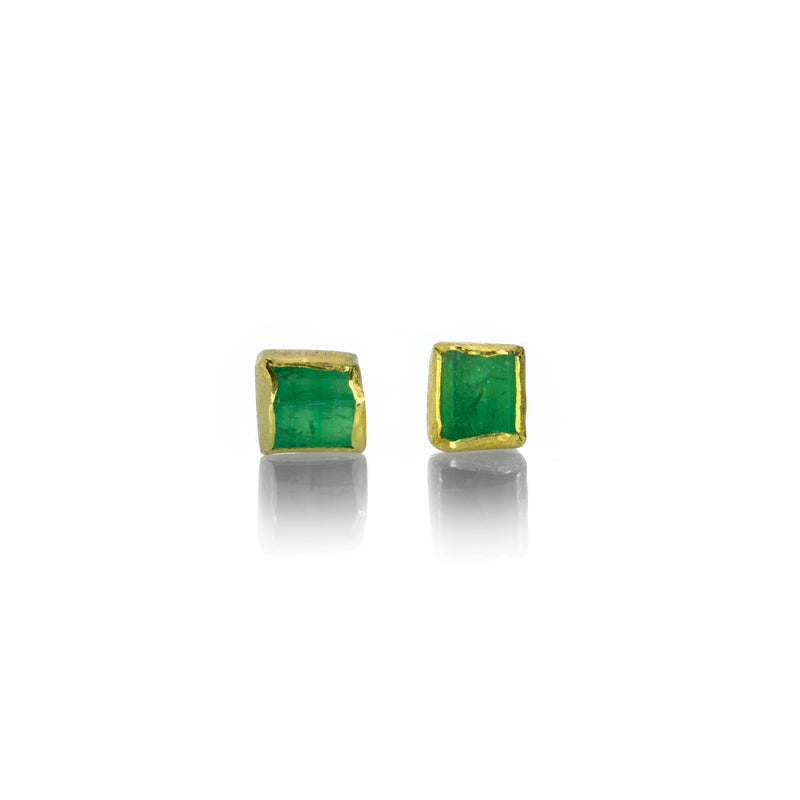 Petra Class Rough Cut Rectangular Emerald Studs | Quadrum Gallery