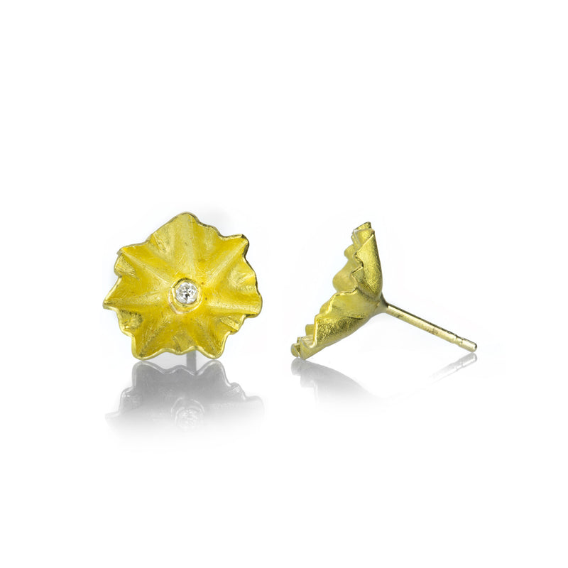 Petra Class Small Diamond Lotus Leaf Studs | Quadrum Gallery