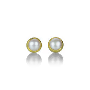 Petra Class Round White Pearl Studs | Quadrum Gallery