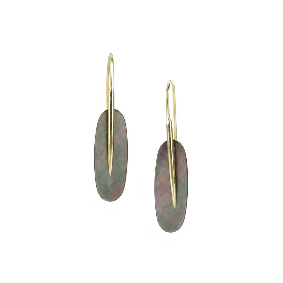 Rachel Atherley Small Black Mother of Pearl Feather Earrings | Quadrum Gallery