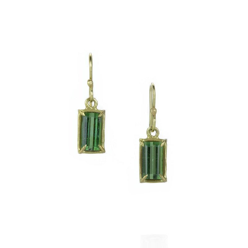 Rosanne Pugliese 18k Emerald Cut Green Tourmaline Drop Earrings | Quadrum Gallery