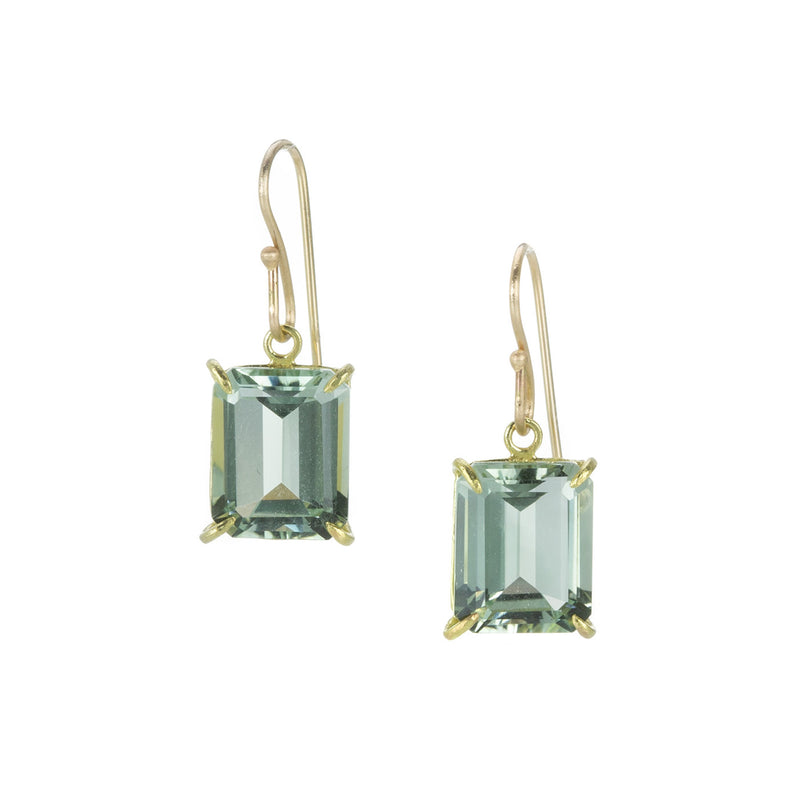 Rosanne Pugliese 18k Small Emerald Cut Green Amethyst Drop Earrings | Quadrum Gallery