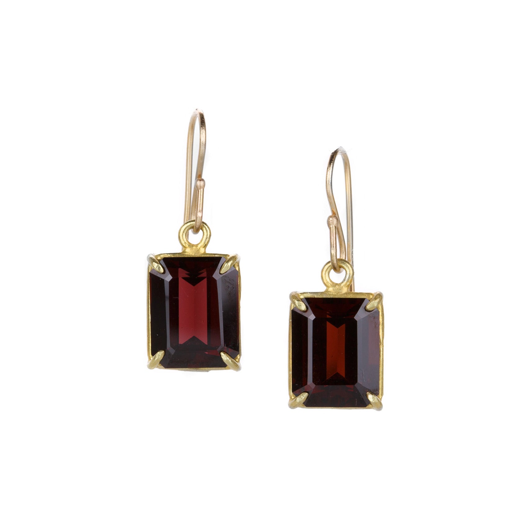 14K Yellow Gold Garnet and Diamond Dangle Earrings - Josephs Jewelers