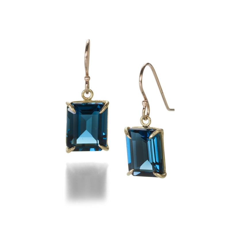 Rosanne Pugliese 18k Emerald Cut London Blue Topaz Earrings | Quadrum Gallery