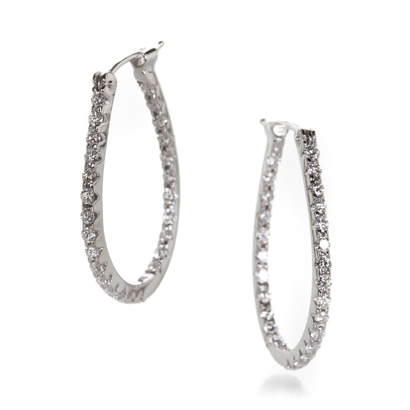 Sethi Couture White Diamond Oval Hoop Earrings | Quadrum Gallery