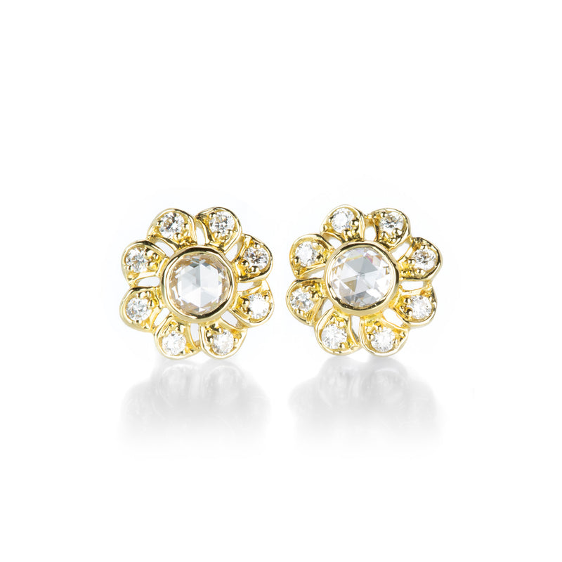 Sethi Couture White Diamond Floral Studs | Quadrum Gallery