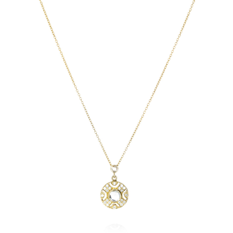 Sethi Couture Round Rose Cut Diamond Pendant Necklace | Quadrum Gallery