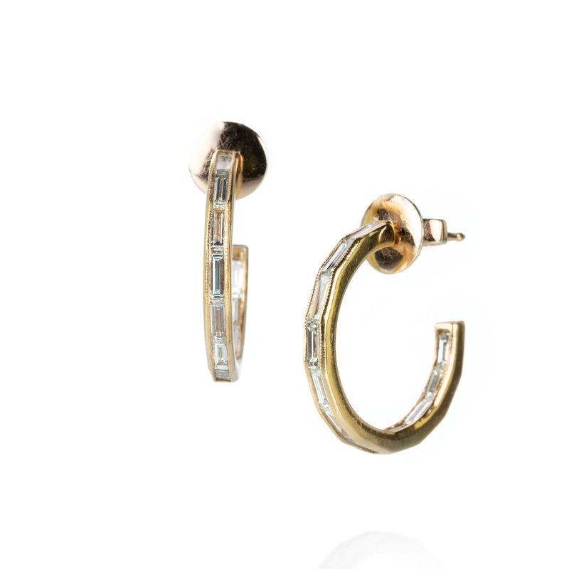 Sethi Couture White Diamond Baguette Hoops | Quadrum Gallery