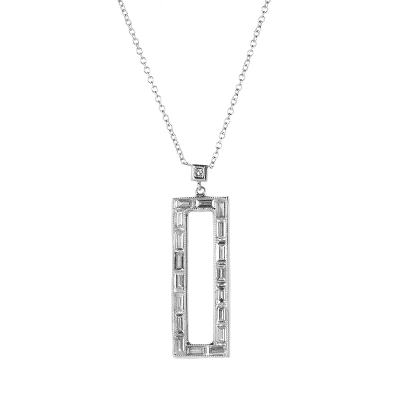 Sethi Couture Baguette Diamond Rectangular Pendant Necklace | Quadrum Gallery
