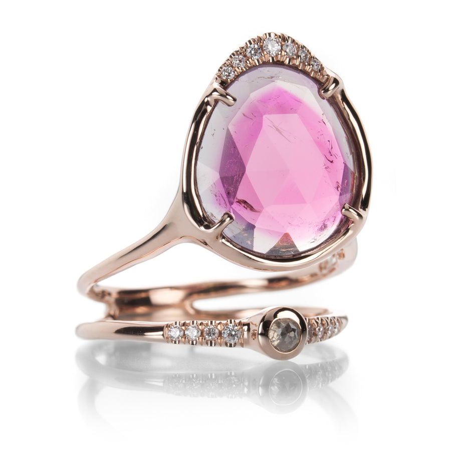 Sirciam Watermelon Tourmaline Sun and Moon Ring | Quadrum Gallery