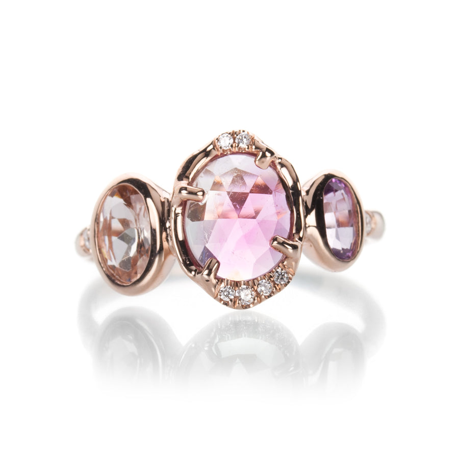Sirciam Tourmaline and Morganite Tri Iridescence Ring | Quadrum Gallery