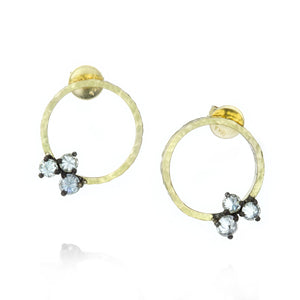 Todd Pownell Circle Studs with Diamond Clusters  | Quadrum Gallery