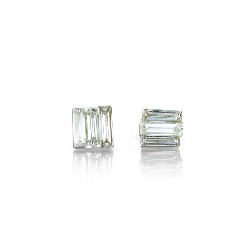 Todd Pownell Triple Baguette Diamond Studs | Quadrum Gallery