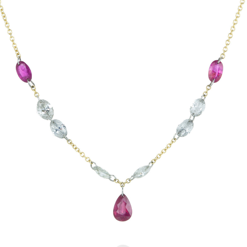 Todd Pownell Pear Shaped Diamond and Ruby Necklace | Quadrum Gallery