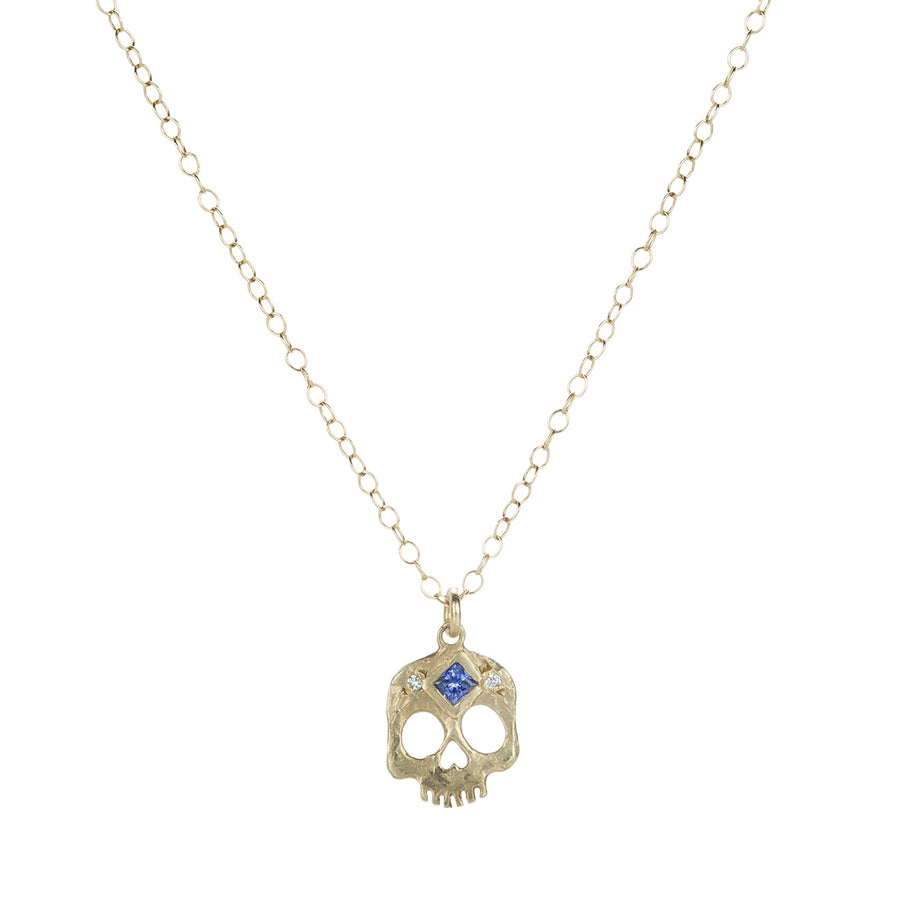 Victoria Cunningham Skull with Sapphire Eye Pendant Necklace  | Quadrum Gallery