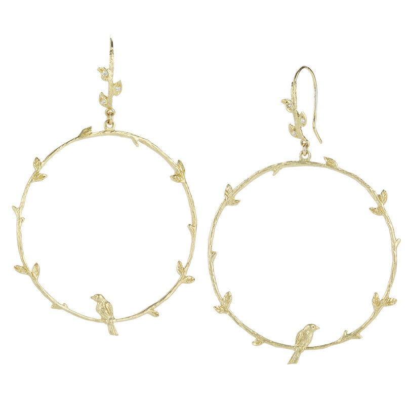 Victoria Cunningham Bird on Branch Hoop Earrings  | Quadrum Gallery